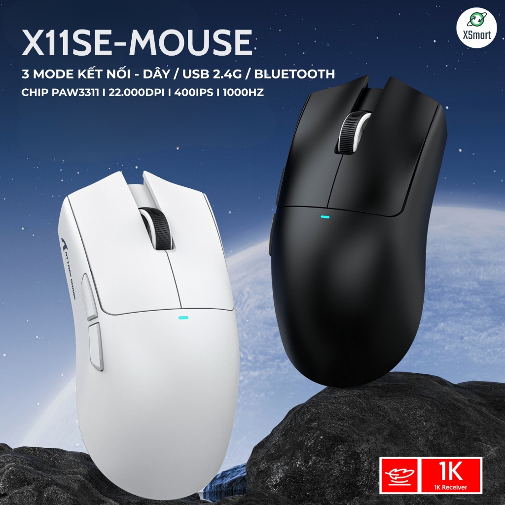 Chuột Gaming Không Dây Attack Shark X11SE 3 Mode Kết Nối Chip PAW3311 22000 DPI Pin Sạc Switch Huano | BigBuy360 - bigbuy360.vn