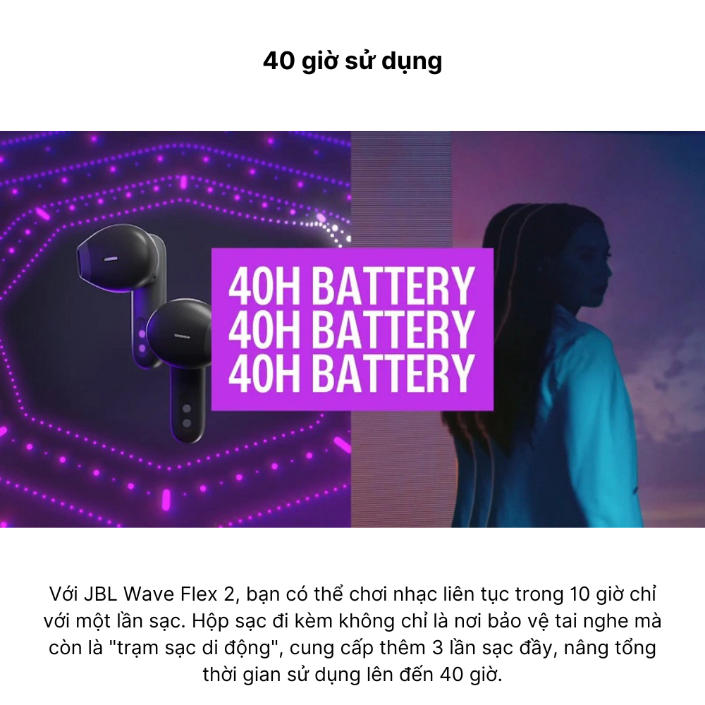 Tai Nghe Bluetooth JBL Wave Flex 2 TWS - Âm Thanh Siêu Bass - Kháng Nước IP54 - Pin 10 Giờ - 4 Micro - Bluetooth 5.3 | BigBuy360 - bigbuy360.vn