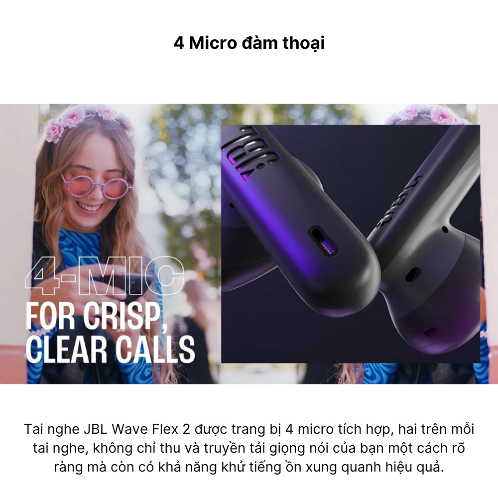 Tai Nghe Bluetooth JBL Wave Flex 2 TWS - Âm Thanh Siêu Bass - Kháng Nước IP54 - Pin 10 Giờ - 4 Micro - Bluetooth 5.3 | BigBuy360 - bigbuy360.vn