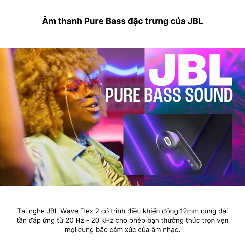 Tai Nghe Bluetooth JBL Wave Flex 2 TWS - Âm Thanh Siêu Bass - Kháng Nước IP54 - Pin 10 Giờ - 4 Micro - Bluetooth 5.3 | BigBuy360 - bigbuy360.vn