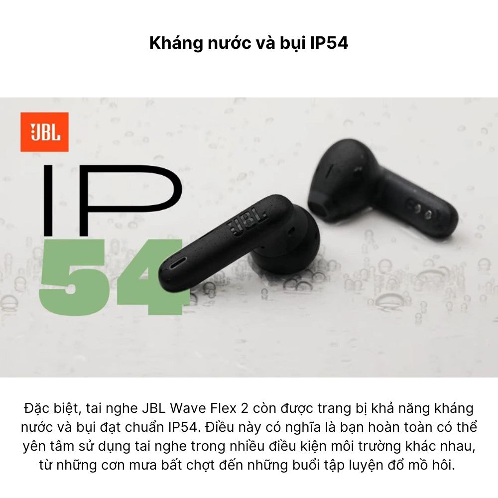 Tai Nghe Bluetooth JBL Wave Flex 2 TWS - Âm Thanh Siêu Bass - Kháng Nước IP54 - Pin 10 Giờ - 4 Micro - Bluetooth 5.3 | BigBuy360 - bigbuy360.vn