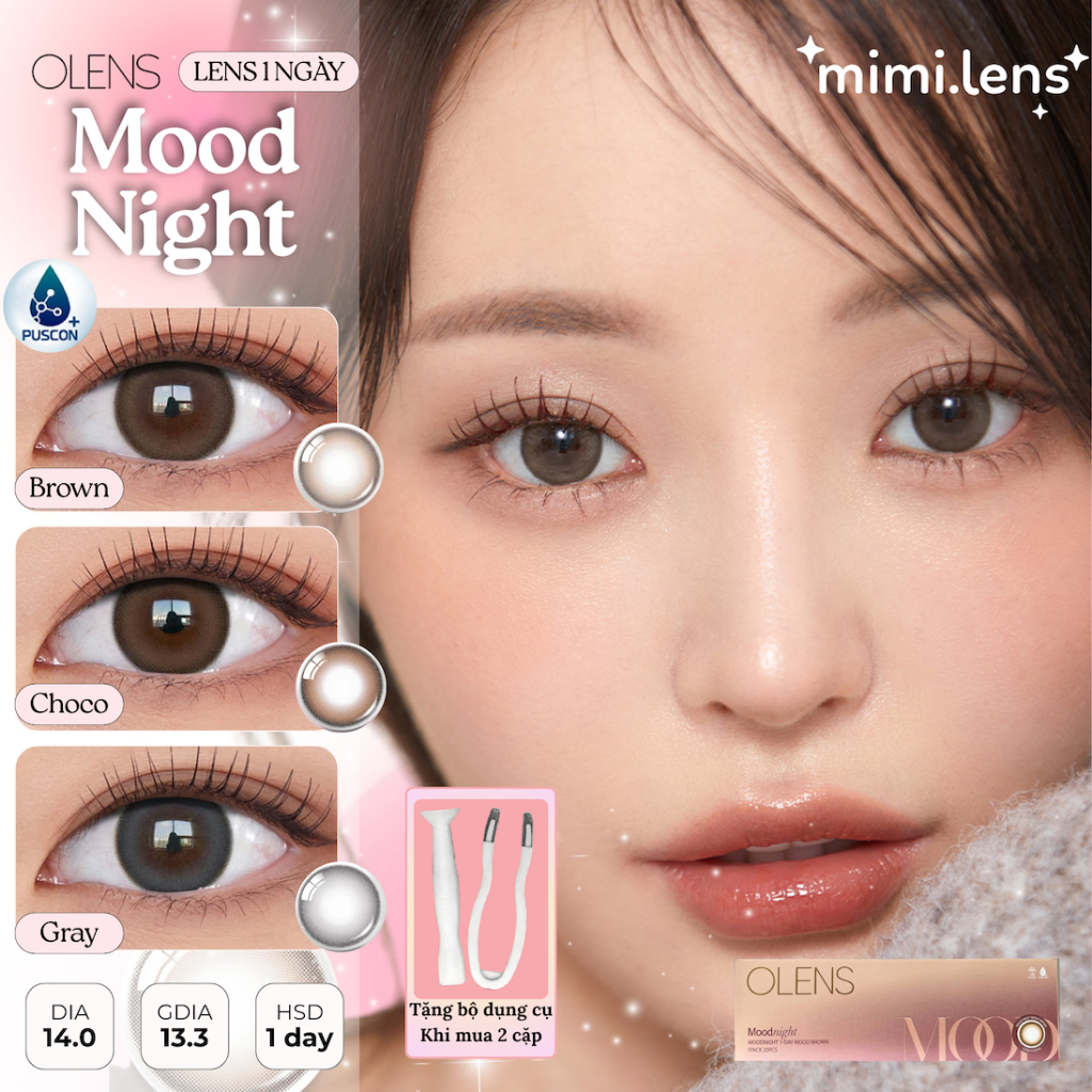 Kính áp tròng 1 ngày OLENS Moodnight Mood BROWN / GRAY / CHOCO chính hãng - mimi.lens