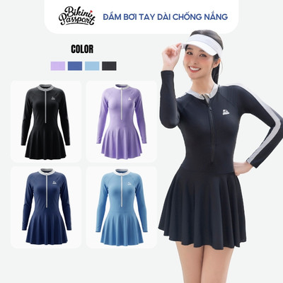 Đồ bơi một mảnh nữ tay dài chống UV đi biển - Bikini Passport - BS1007_BL