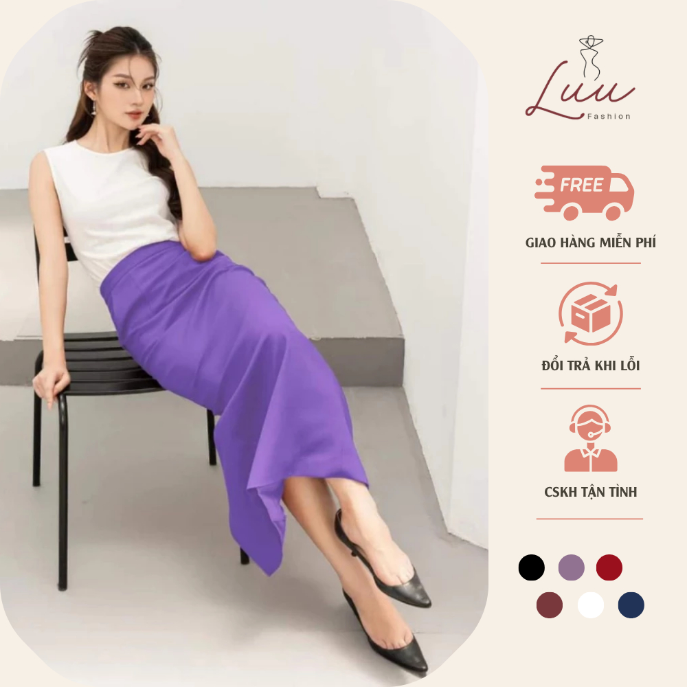 Chân váy bút chì dài 90cm túi chéo hàng 2 lớp thời trang nữ - Luu fashion