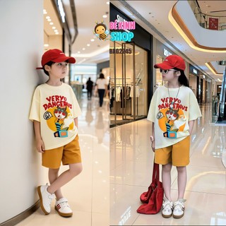[BexinhshopVN] Set áo in mèo Dangerous quần Cotton cho bé trai & bé gái BXG2245