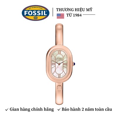 Đồng hồ nữ Fossil Sloan ES5472 mặt xà cừ 24MM Oval, dây đeo dạng lắc bằng thép không gỉ màu vàng hồng