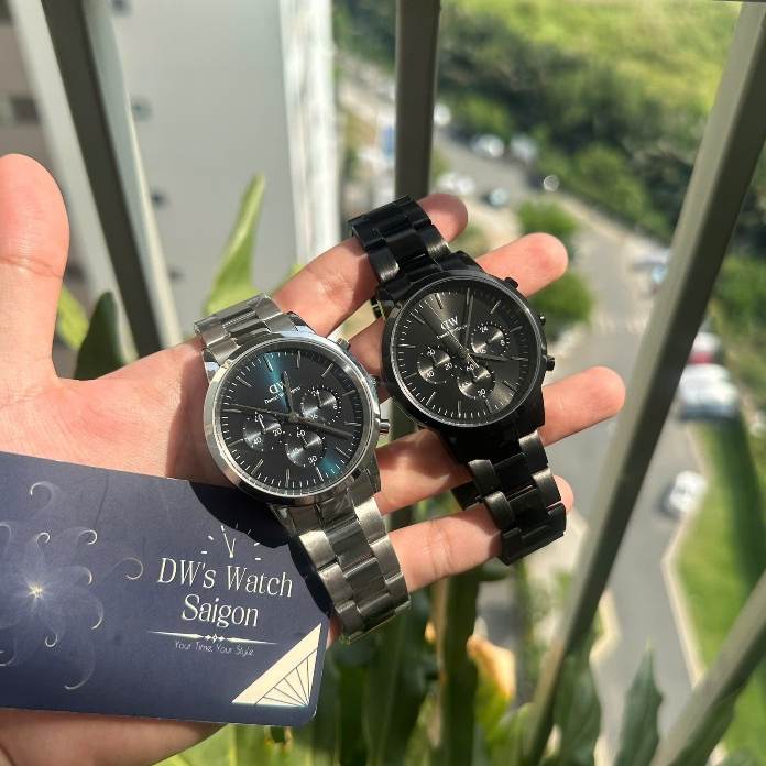 [CHÍNH HÃNG] Đồng hồ Nam DW Da.niel Wel.ling.ton 6 Kim, Kim Loại Full Black - Iconic Chronograph 42M