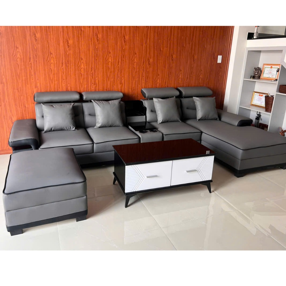 BỘ SOFA GÓC L 3M2 x 1M6 – FULL COMBO BÀN TRÀ + ĐÔN 80x60