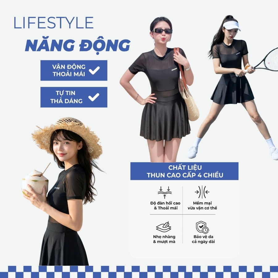 Đồ bơi một mảnh nữ tay ngắn che khuyết điểm đi biển - Bikini Passport - BS1020_BL | BigBuy360 - bigbuy360.vn