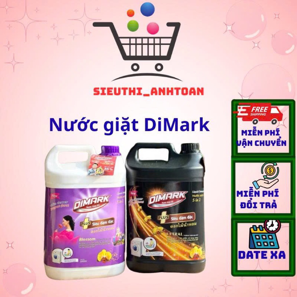 Nước Giặt Xả DiMark 5L Đen/Tím – Can Lớn, Thơm Lâu, Giá Tốt