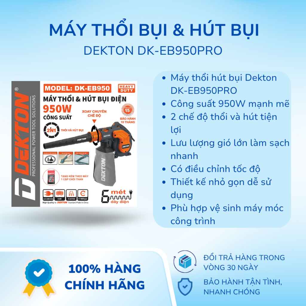 Máy Thổi Bụi & Hút Bụi Dekton DK-EB950PRO / DK-EB950XPRO 950W