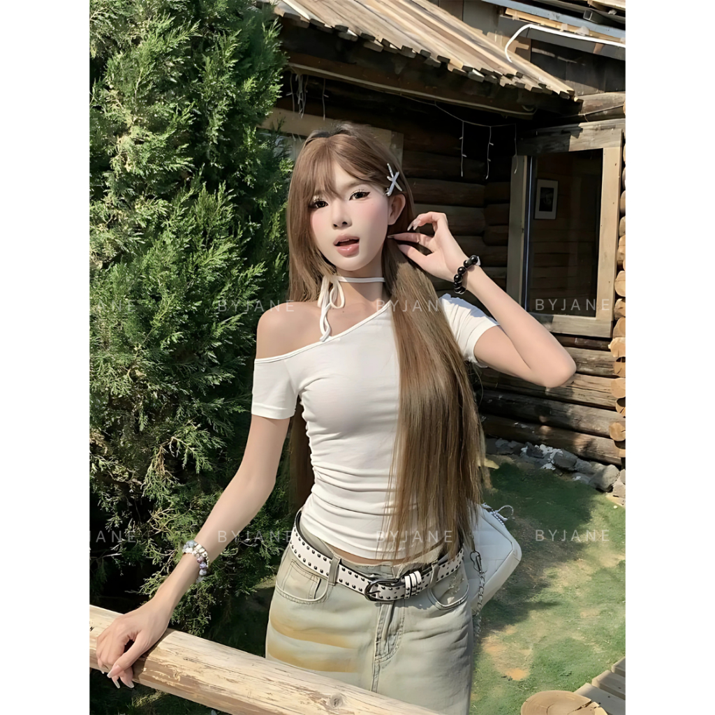 (MỞ BÁN) Áo Thun Nữ Trễ Vai Kèm Dây Thắt Nơ-BYJANE-691 | BigBuy360 - bigbuy360.vn