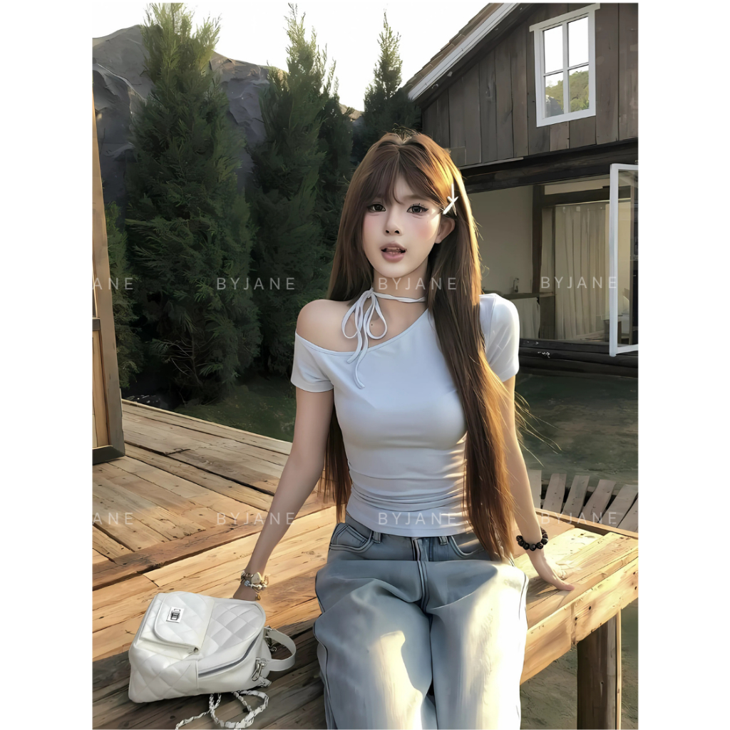 (MỞ BÁN) Áo Thun Nữ Trễ Vai Kèm Dây Thắt Nơ-BYJANE-691 | BigBuy360 - bigbuy360.vn