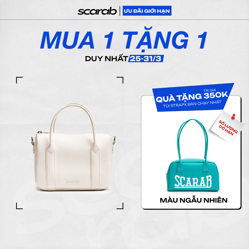 Túi xách đeo chéo màu trắng beige SCARAB ARIEN CORE BAG thời trang nam nữ đựng vừa điện thoại, ví ti