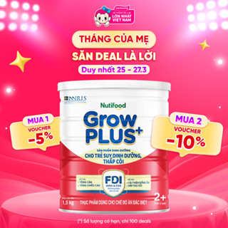 Sữa GrowPlus+ Đỏ 2+ tuổi, 1.5kg (giao bao bì ngẫu nhiên)