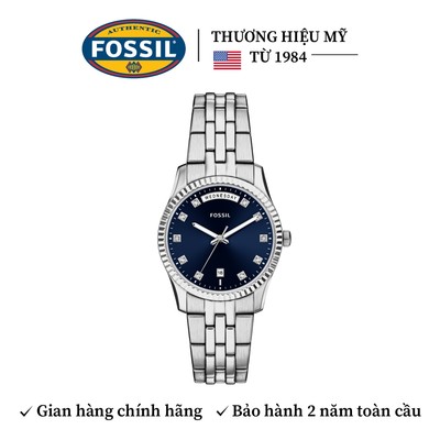 Đồng hồ nữ Fossil Scarlette ES5457 mặt xanh dương 34MM, xem thứ ngày, dây thép không gỉ
