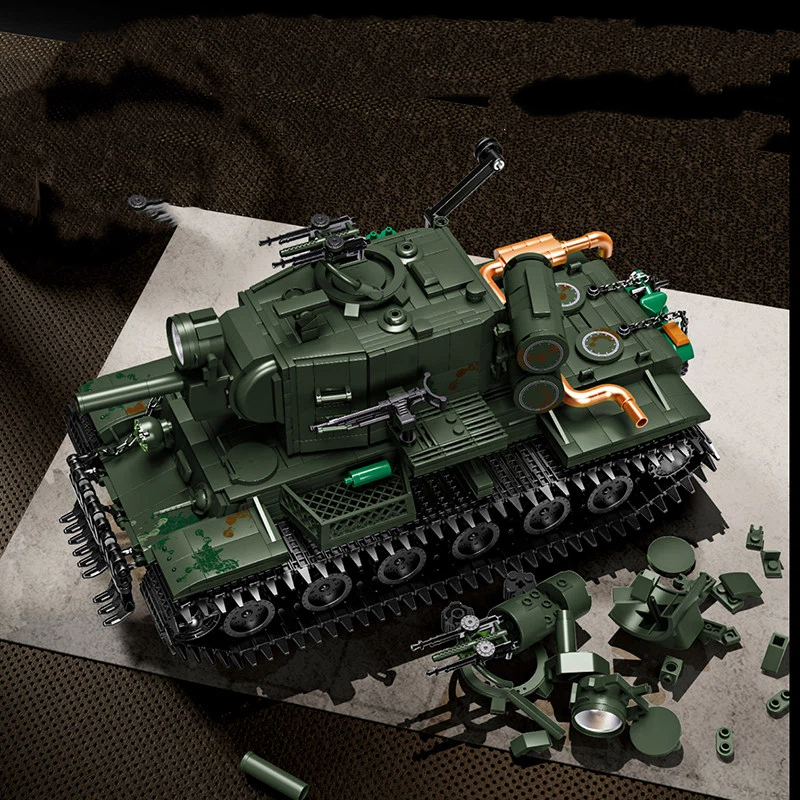 Đồ chơi Lắp ráp Mô hình xe tăng 12Go 98003 KV-2 Heavy Tank