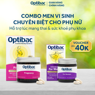 Combo Thực phẩm bảo vệ sức khỏe Men vi sinh Optibac Pregnancy 30 viên/hộp và For Women 14 viên/hộp