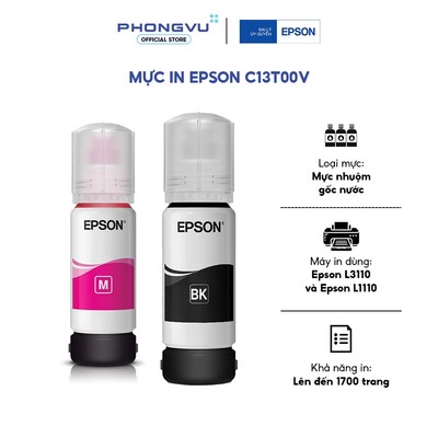 Mực in Epson C13T00V (Đen/Đỏ) - Dùng cho máy in L1110/L3110 - In tối đa 7500 trang - Chính hãng