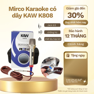 Mirco Karaoke có dây KAW K808 chuyên nghiệp dây siêu dài, chống hú, chống vọng bắt âm cực nhạy