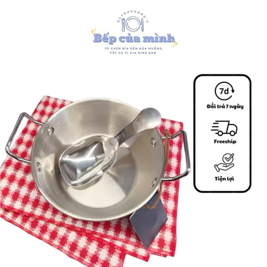 Combo Bát và Thìa - Inox 210 Kiểu Hàn Dễ Thương, 1 Bát 2 Tai + 1 Thìa