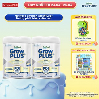 Combo 2 Sữa Bột Nutifood Sweden GrowPLUS+ Cao lớn vượt trội trên 2 tuổi (Bạc) 800g