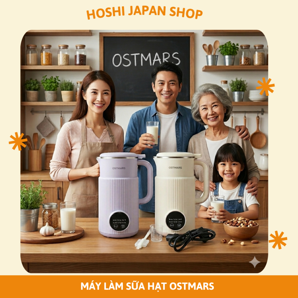 [BẢN TIẾNG VIỆT] Máy làm sữa hạt, Máy xay sữa hạt OSTMARS 800ml Bảo Hành 12 tháng-INOX