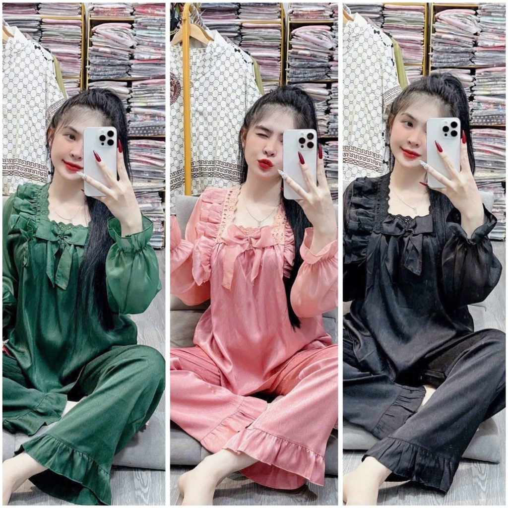 Đồ Bộ Nữ Mặc Nhà,Đồ Bộ Đẹp Sang Trọng,Đồ Bộ Bijama Nữ,Bộ Tiểu Thư Lụa Xước 40-60kg