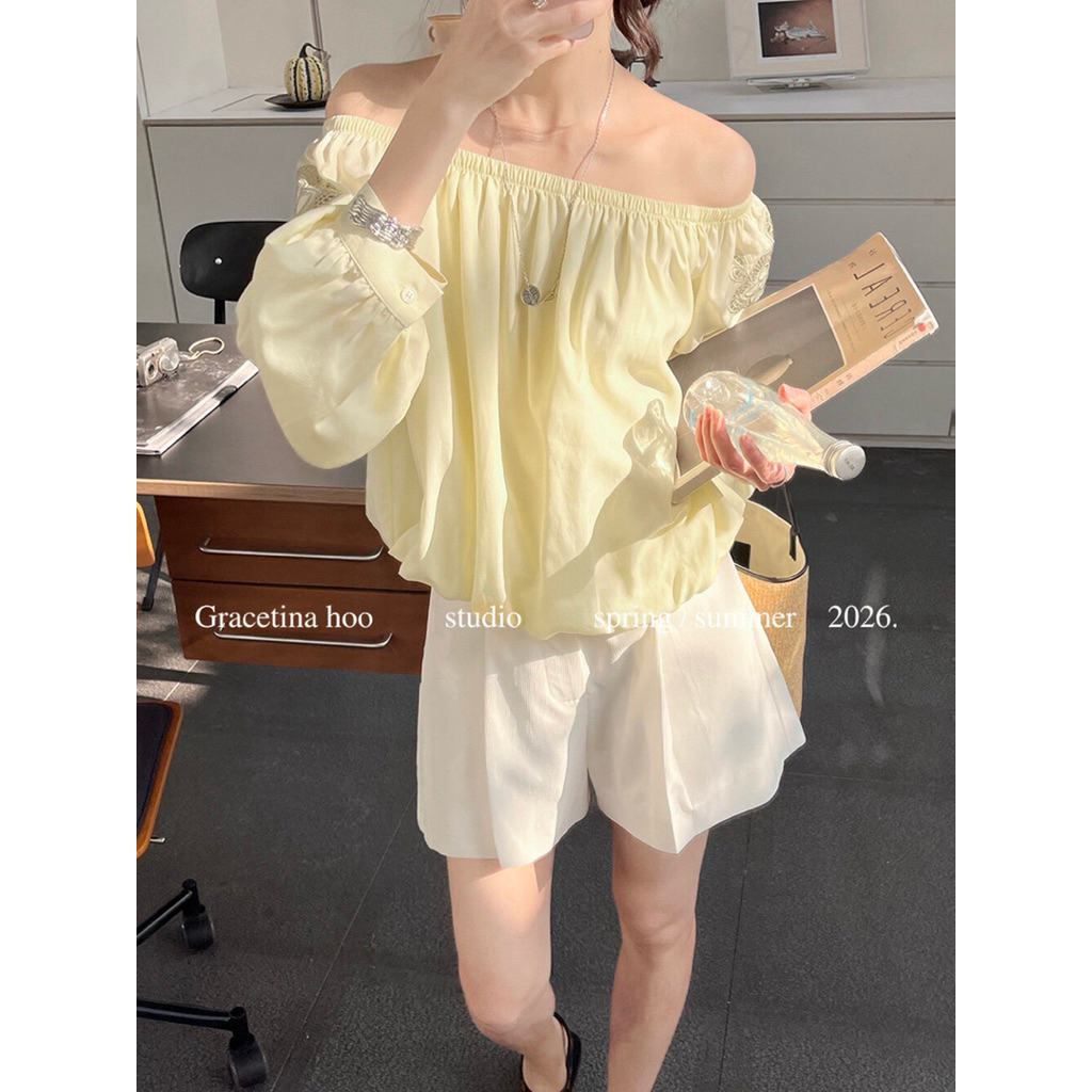 Áo ren nữ trễ vai bánh bèo style Korean chất đẹp 2 màu M0939