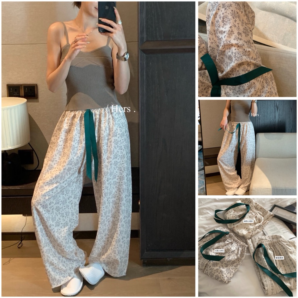 [𝑬𝒎.𝑴𝒂̂𝒚] Quần Suông Hoạ Tiết Hoa Nhí Rút Dây Mùa Hè HERS 80429