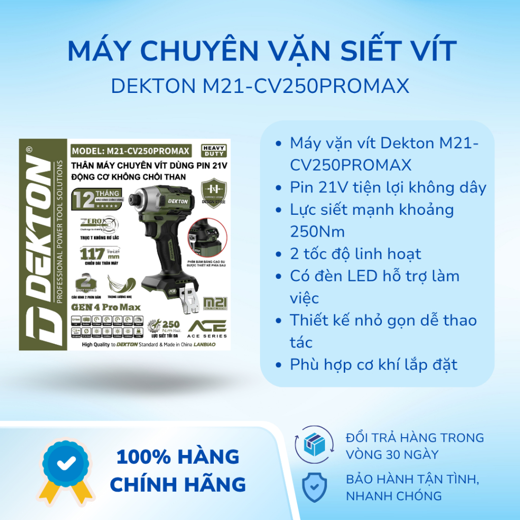 Máy chuyên vặn siết vít Dekton M21-CV250PROMAX