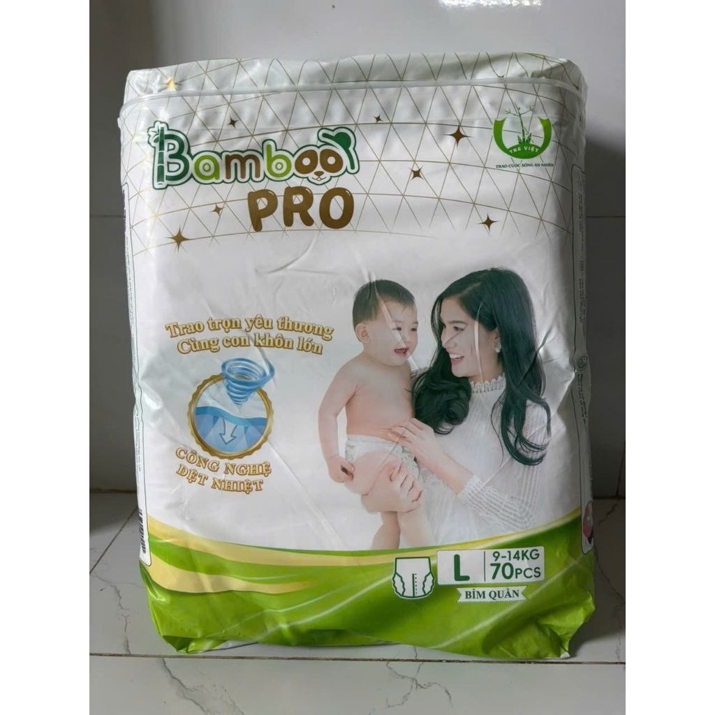 bỉm quần Bamboo Pro L 70 miếng và XL64 miếng