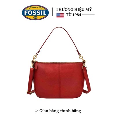 Túi nữ Fossil JOLIE ZB7716611 - da thật màu đỏ kích thước 28, phù hợp cho công việc hằng ngày
