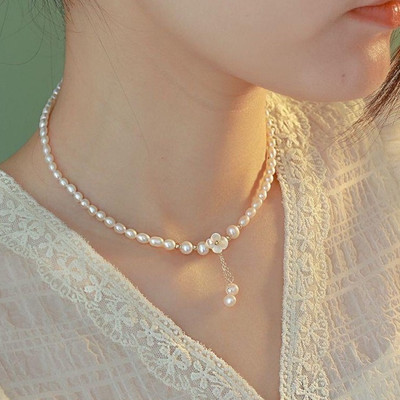 Dây Chuyền Ngọc Trai Bạc 925 Đeo Cổ Hình Hoa Dễ Thương Cho Nàng - Ngọc Trai Trường Thịnh