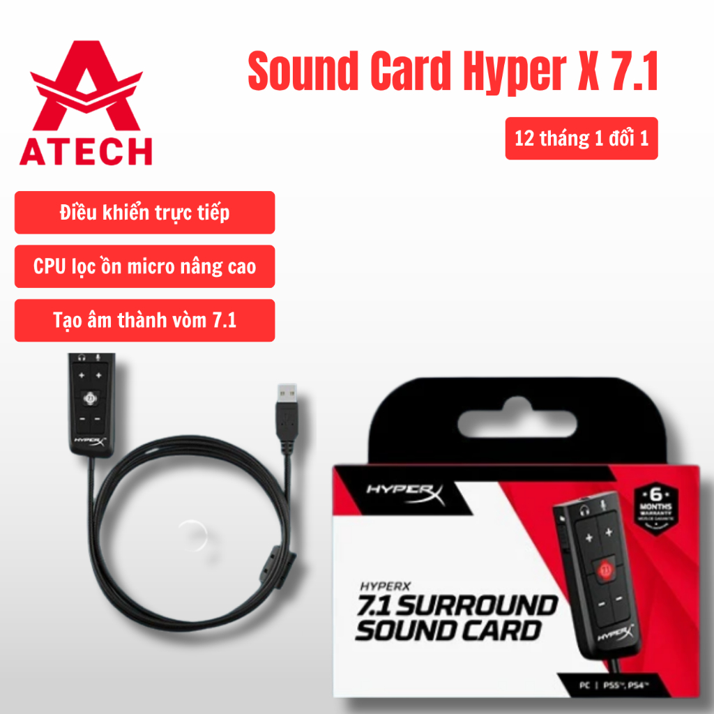 Soundcard giả lập âm thanh 7.1 Hyperx cloud 2 (soundcard cloud II) dành cho Game thủ