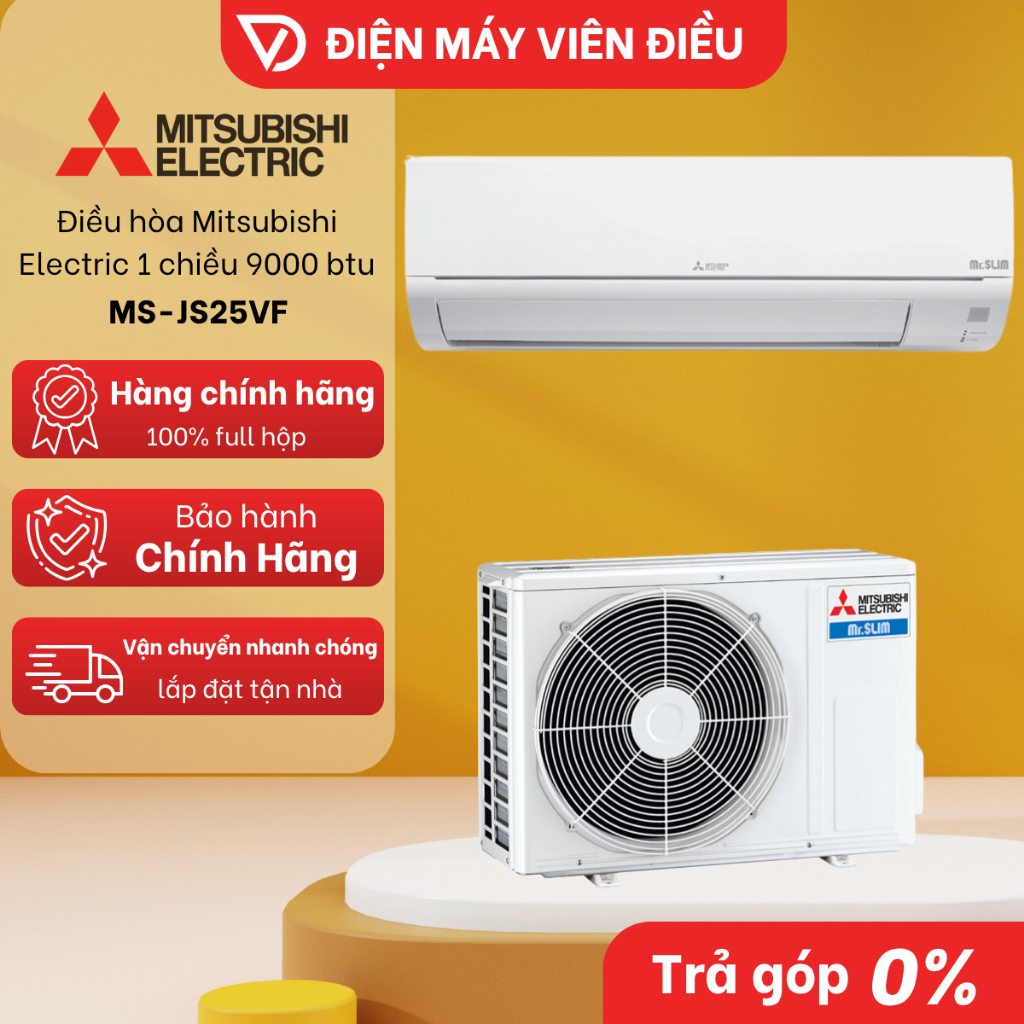 [FREESHIP NGHỆ AN] MS-JS25VF - Máy lạnh / Điều hòa Mitsubishi Electric 1 chiều 1HP (9000 BTU)