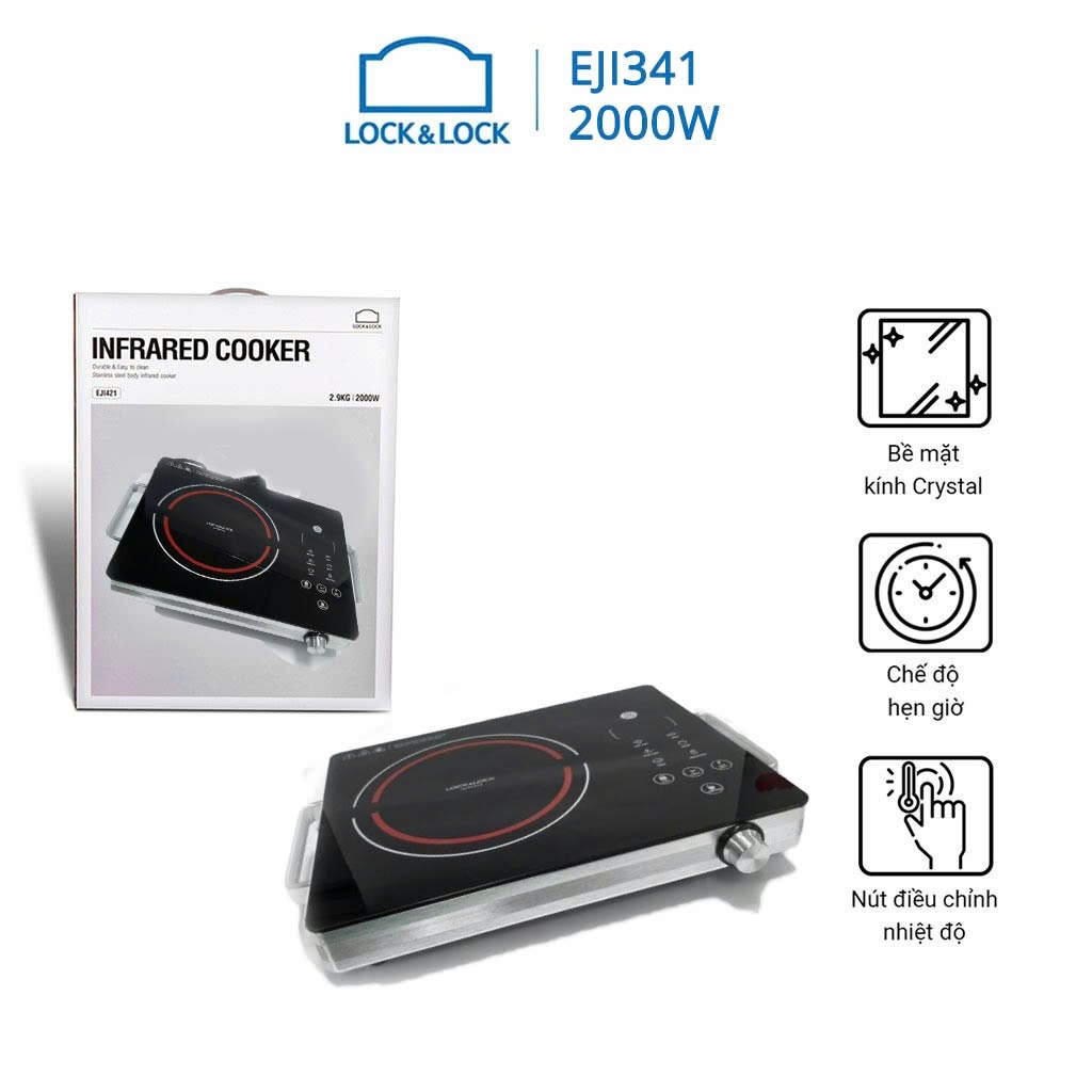 Bếp hồng ngoại LocknLock, 220-240V, 50/60Hz, 2000W – Màu đen EJI341