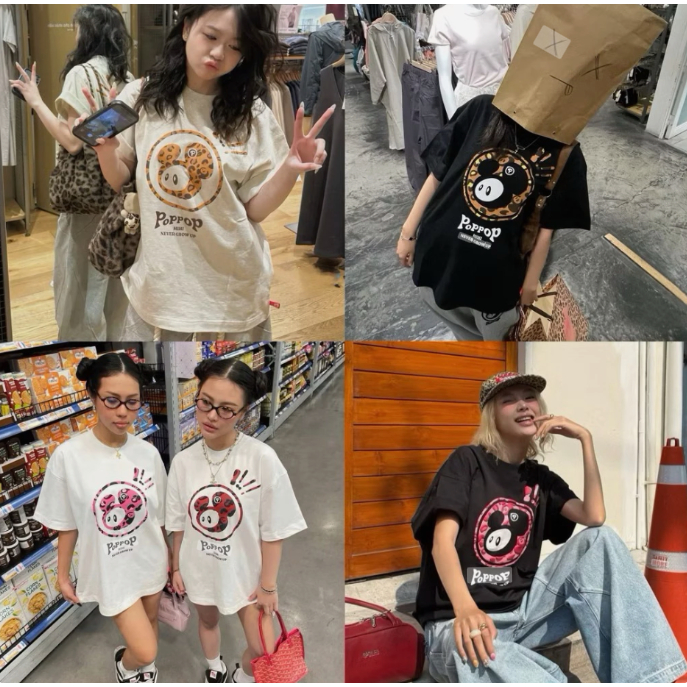 LOCAL BRAND - POPPOP Áo Thun Poppop Mascot PP Leopard Form Oversize T-Shirt Vải Cotton