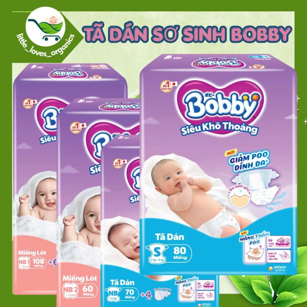 Miếng Lót/ tã dán sơ sinh Bobby Newborn NB1/NB2 XS70/ S80-Hàng chính hãng