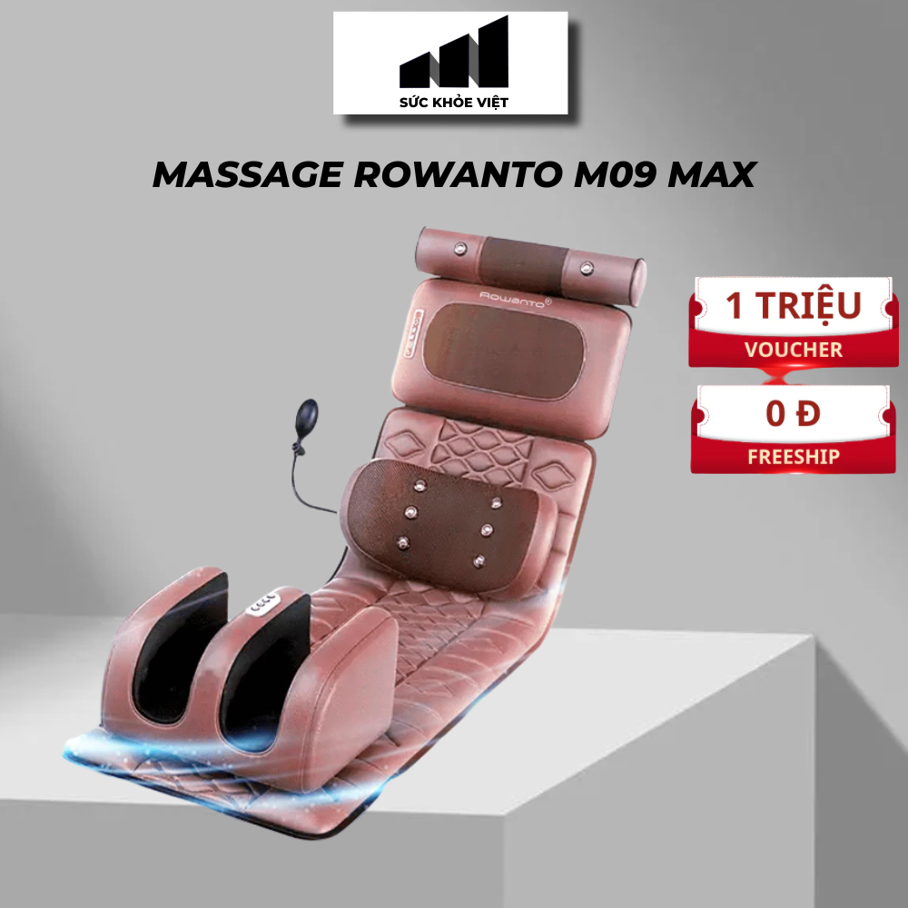 Đệm massage toàn thân Rowanto M08 Max, massage đa năng cao cấp, bảo hành chính hãng 12 tháng