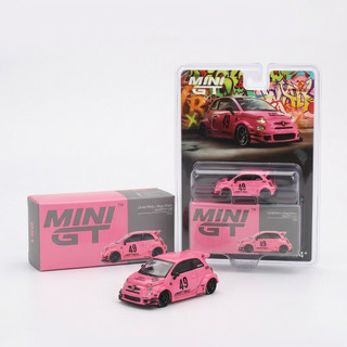Mô hình xe ABARTH 595 LB-WORKS x Abas Works Pink bản card tỉ lệ 1:64 MiniGT MGT00851