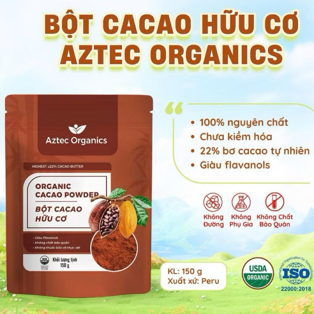 Bột cacao hữu cơ Diet food/ Dragon superfoods/ Aztec/ Kaoka - ORGANIC CACAO POWDER