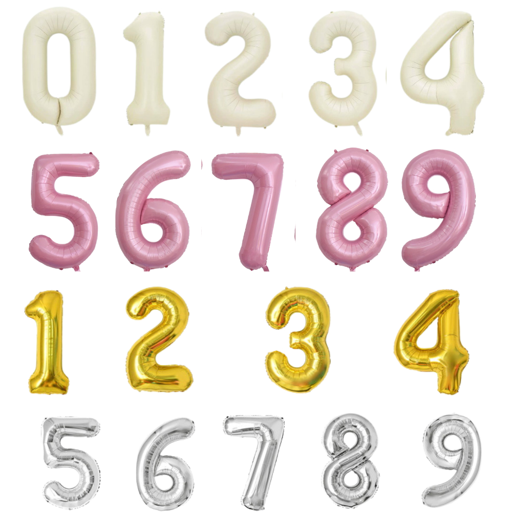 Bóng Số Sinh Nhật Màu Bạc- Vàng- Trắng- Xanh- Hồng Cao 70cm - Phụ Kiện Trang Trí Sinh Nhật Decor