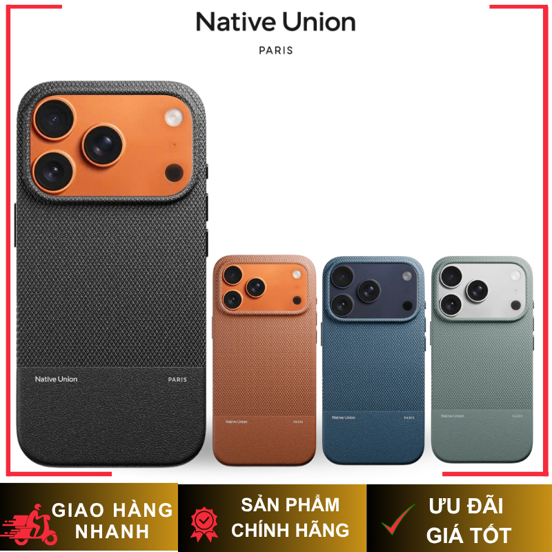 Ốp Da Thuần Chay Native Union (Re)Classic Vân Nhám Tích Hợp Sạc Từ Tính Chính Hãng cho iP 17 Pro/ 17