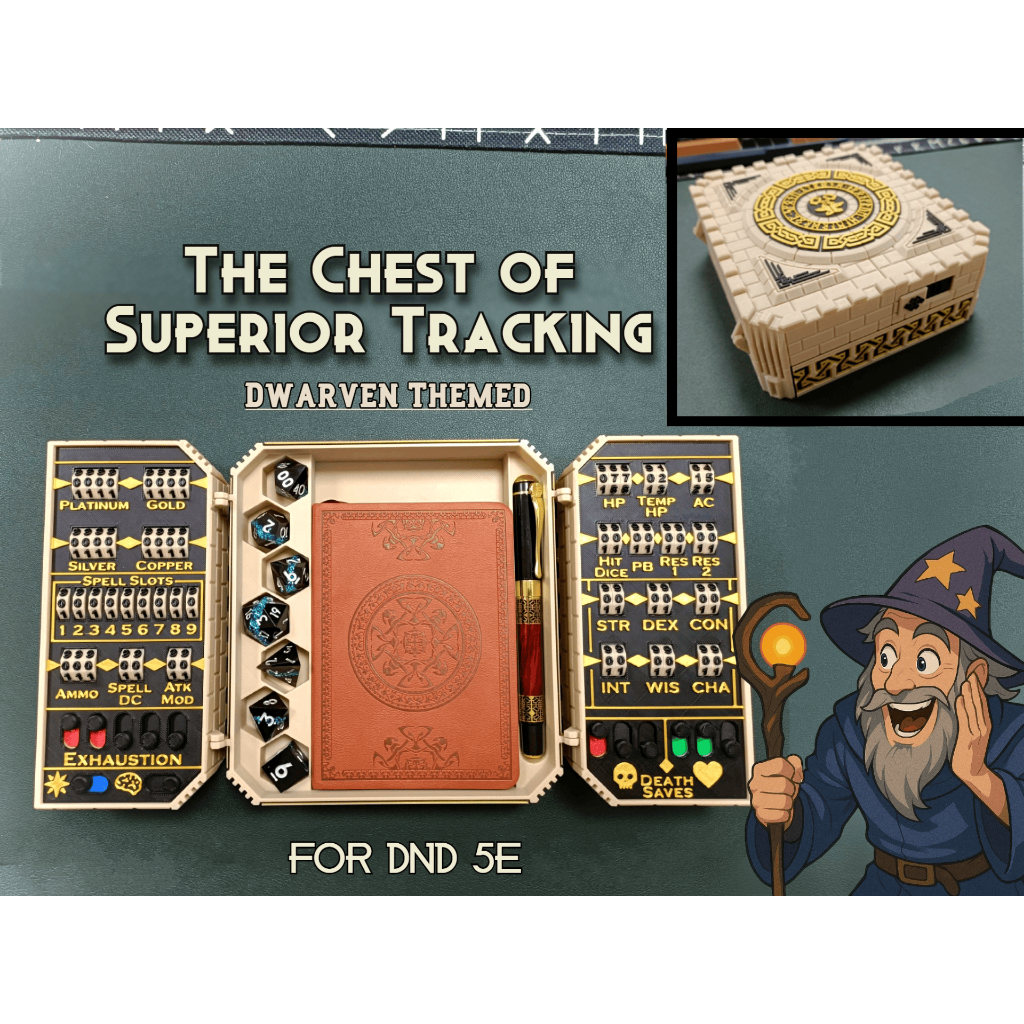 DnD Box Premium - LabRat3D- Hộp Đựng Xúc Xắc Dungeons & Dragons RPG – DnD Player Kit Board Game Ches