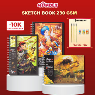 [Tặng 2 Quà] Sổ Vẽ Đa Chất Liệu GLOBAL ART 230GSM, Sổ Sketchbook Ăn Chì Không Kị Tẩy A4 A5, Sổ Phác Thảo 60 Trang