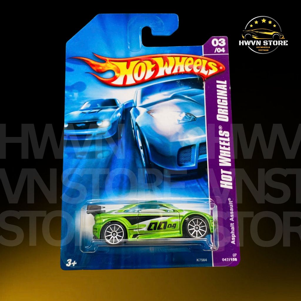 Xe mô hình Hotwheels Asphalt Assault Original màu xanh lá