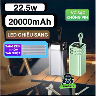 VỎ sạc dự phòng NHÔM 4 cell 21700 type C 22.5w có đèn LED tiện dụng sạc điện thoại SIÊU NHANH PG-X20 (không kèm PIN)
