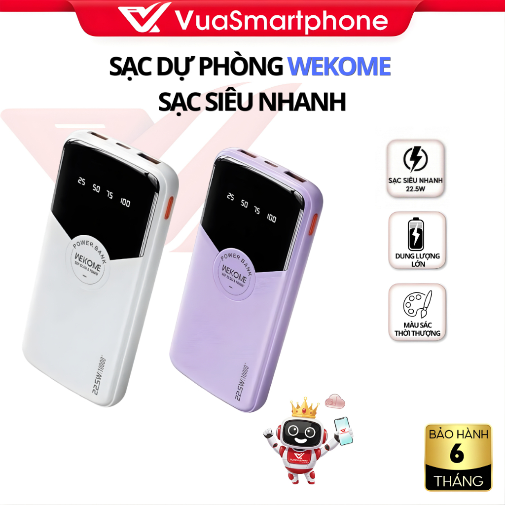 Pin Sạc Dự Phòng WEKOME WP-43 10000mAh / 20000mAh – Sạc Nhanh, Nhỏ Gọn Khi Mang Theo