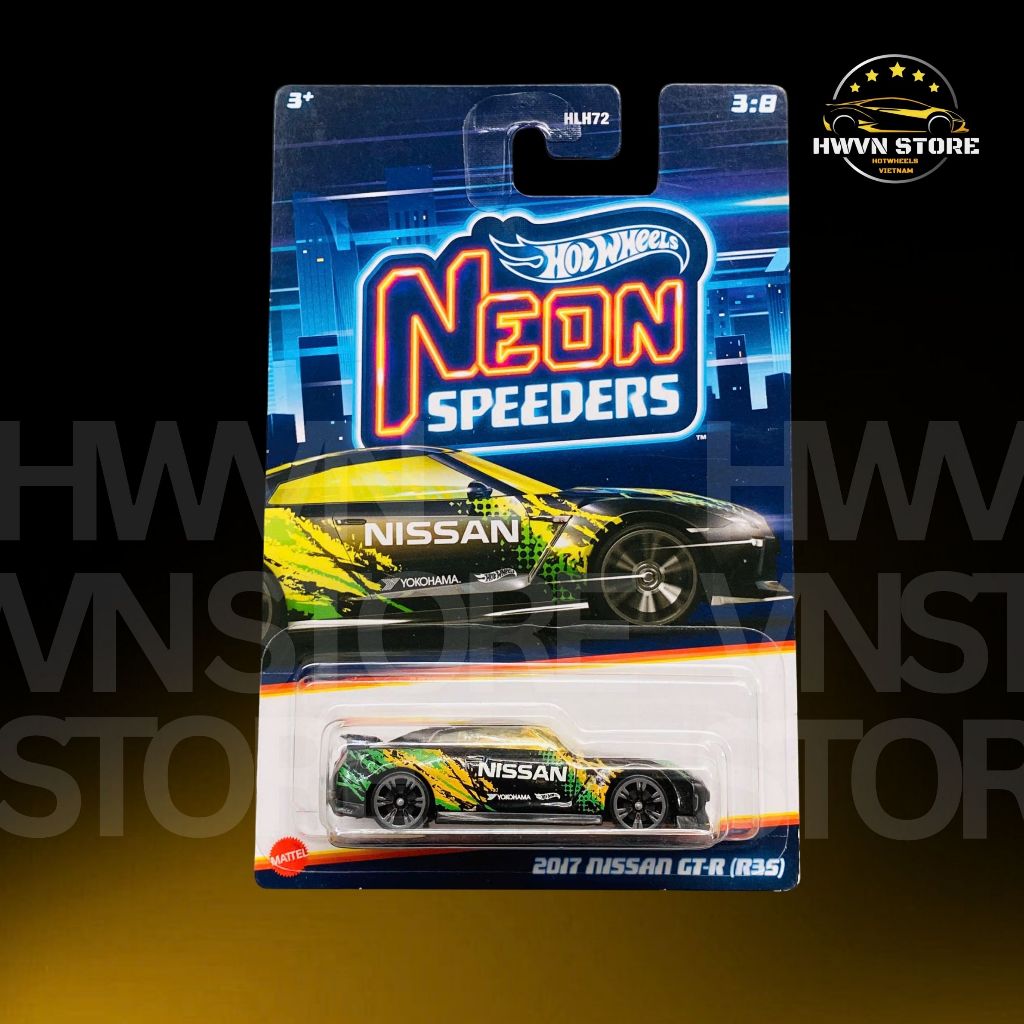 Xe mô hình Hotwheels Neon 2017 Nissan GTR (R35) màu đen
